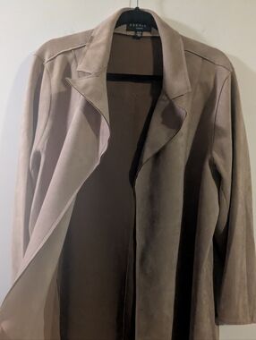 Amazing Premise Taupe Suede Feel Open Front Jacket